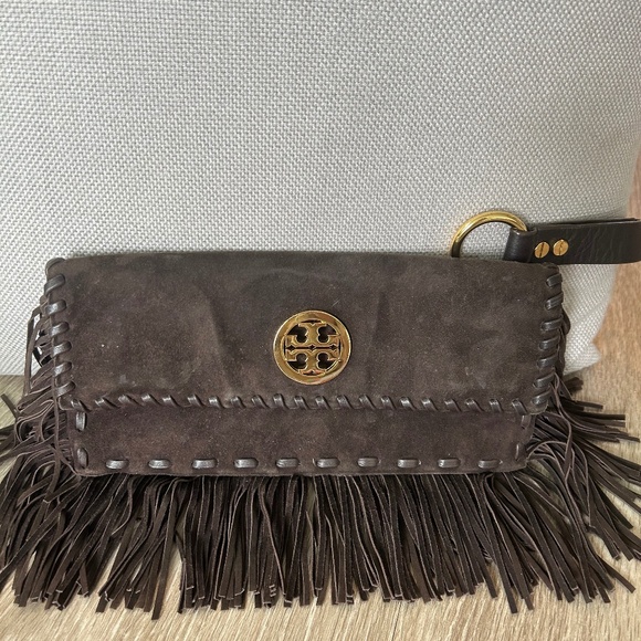 Tory Burch Suede Fringe Clutch Western - Picture 1 of 8